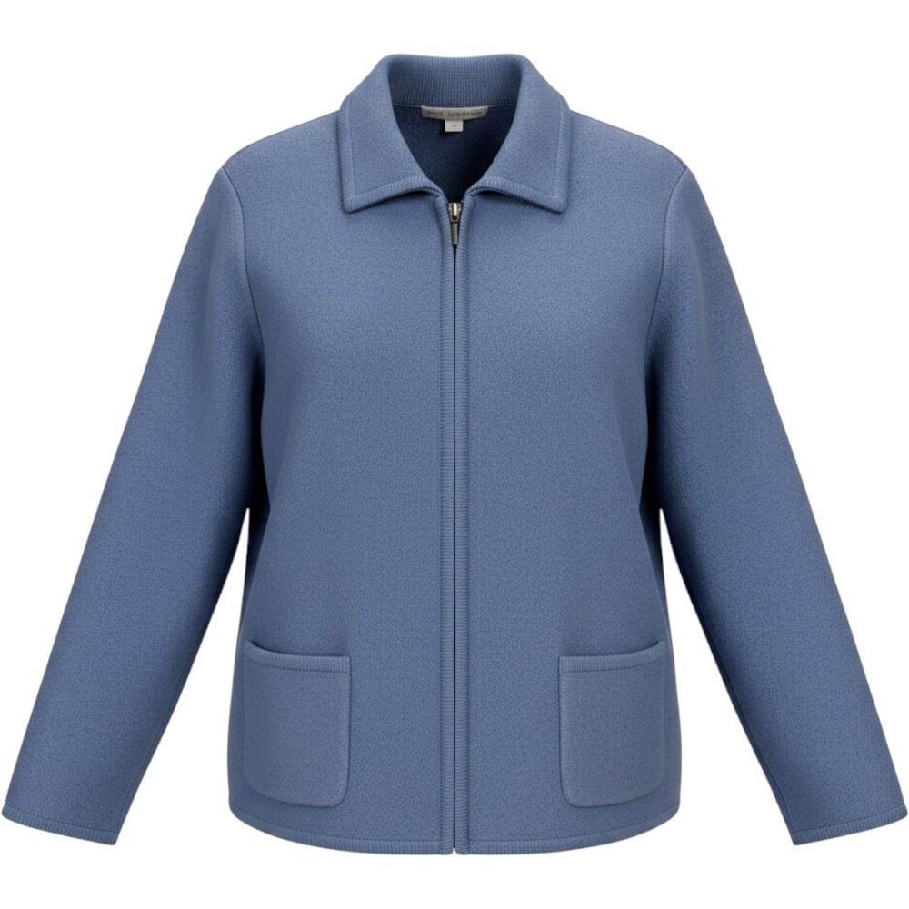 Petite Sophisticate Women's M Blue 100% Wool Full Zip Cardigan Sweater Vintage